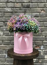 Цветочная композиция из Гипсофила и Розы в шляпной коробке в Орево