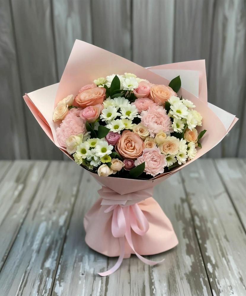 Букет цветов из: Гвоздики, Розы и Хризантемы в Орево