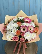 Букет цветов из:  Розы, Герберы и Хризантемы в Орево