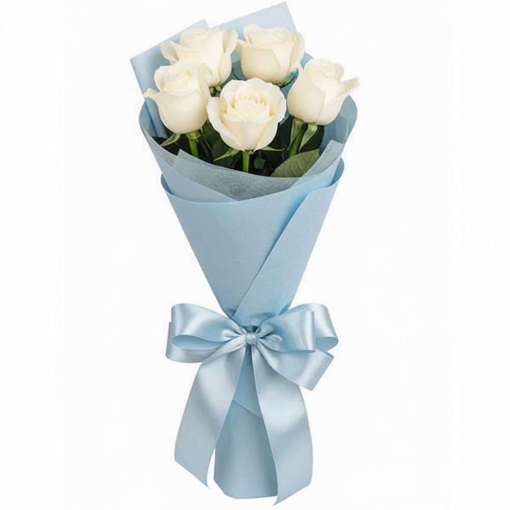 Букет 5 Белых роз Проуд в Орево