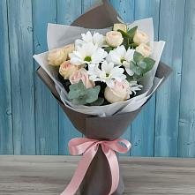 Букет цветов из:  Хризантемы и Розы #REPLACE_PRED# Орево