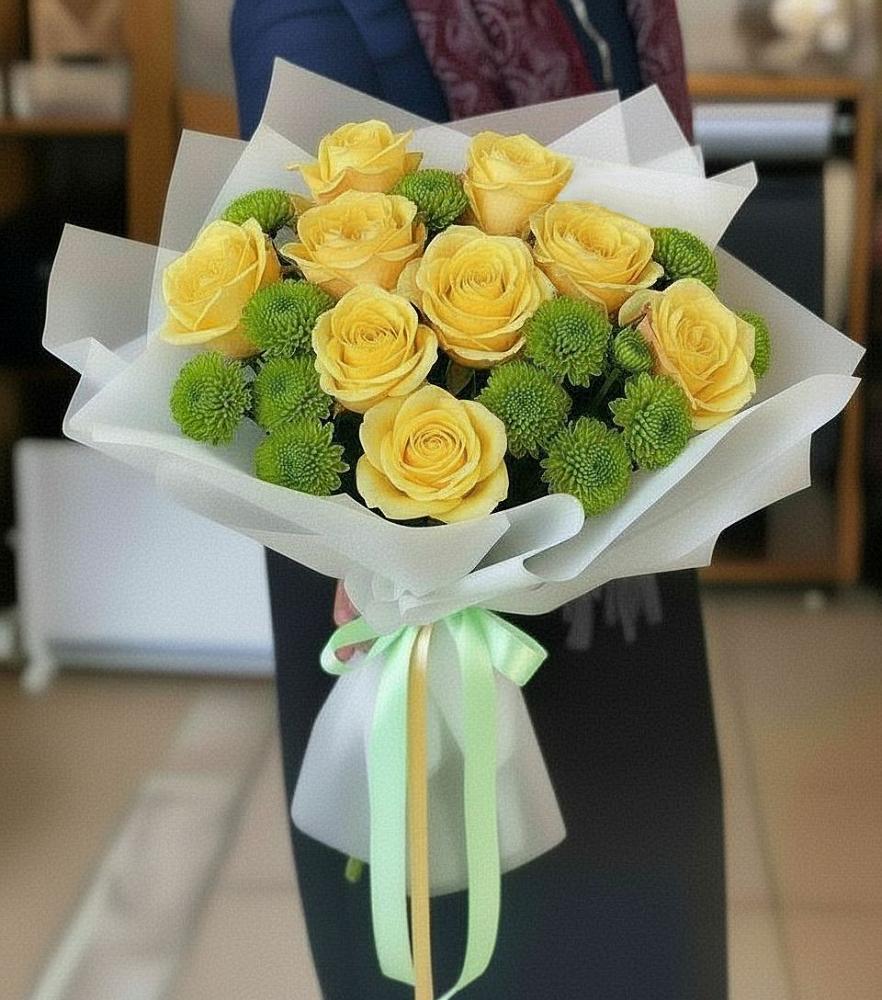 Букет цветов из: Хризантемы и Розы в Орево