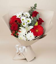 Букет цветов из:  Розы, Хризантемы, Герберы и Лилии в Орево
