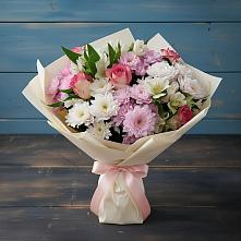 Букет цветов из:  Хризантемы, Альстромерии и Розы в Орево