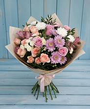 Букет цветов из:  Хризантемы, Розы и Альстромерии в Орево