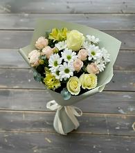 Букет цветов из:  Альстромерии, Розы и Хризантемы в Орево
