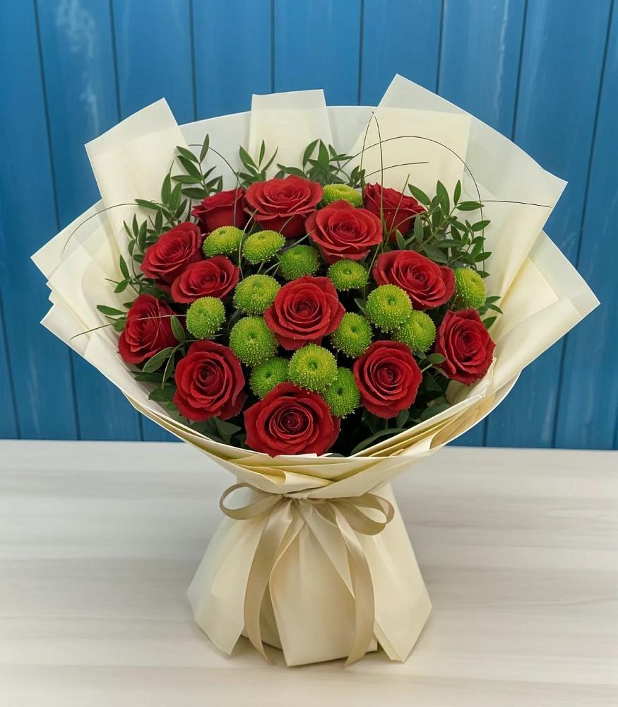 Букет цветов из: Розы и Хризантемы в Орево